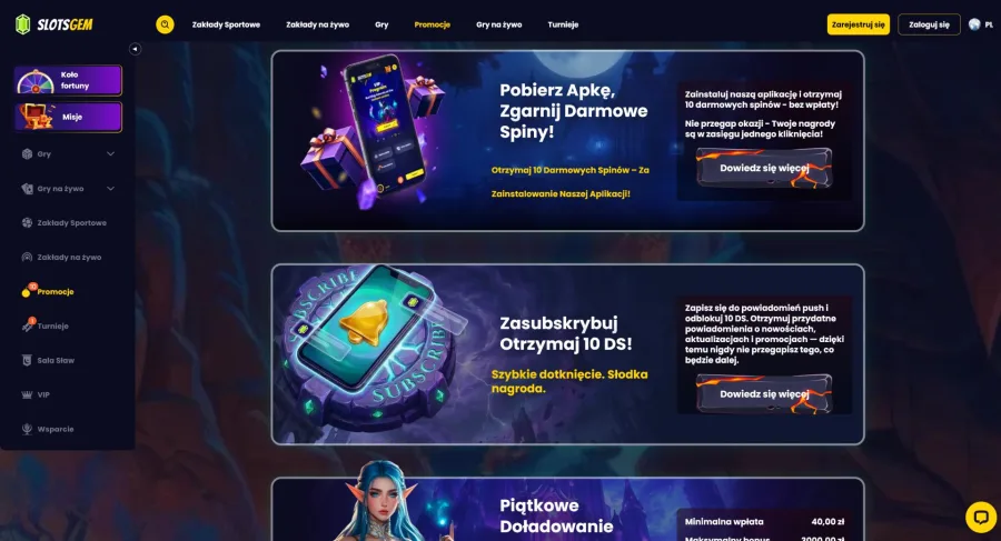 10 darmowych spinów w Slotsgem